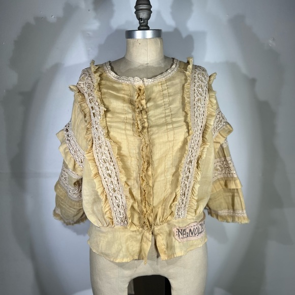 Magnolia Pearl Marburger Cotton Voile Lace Button Up Top NWT O/S - Picture 7 of 8